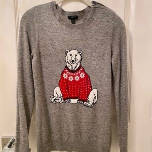 Talbots Wool Blend Polar Bear Gray Sweater